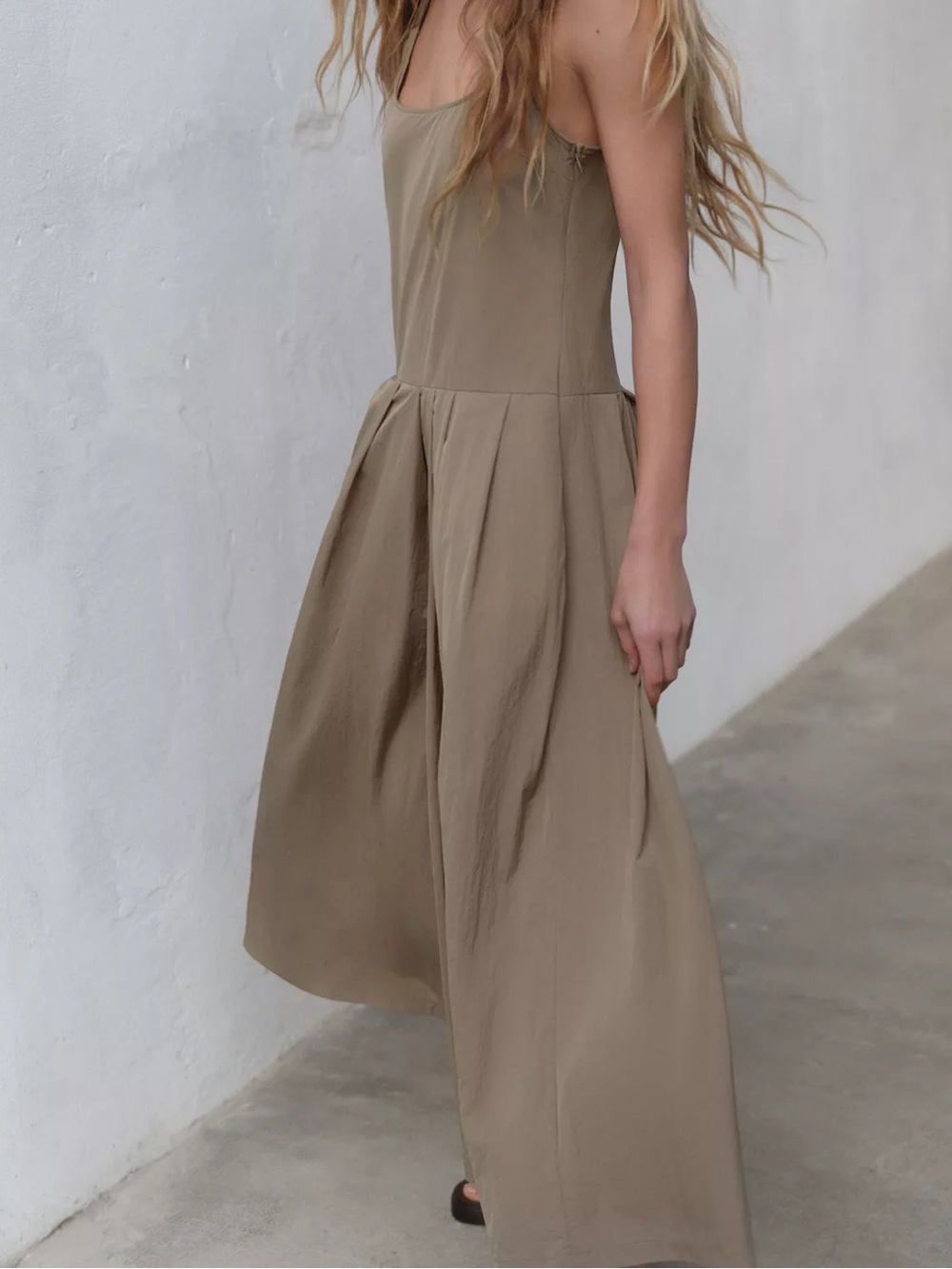 Zara Nylon Taupe Wide-Leg Jumpsuit